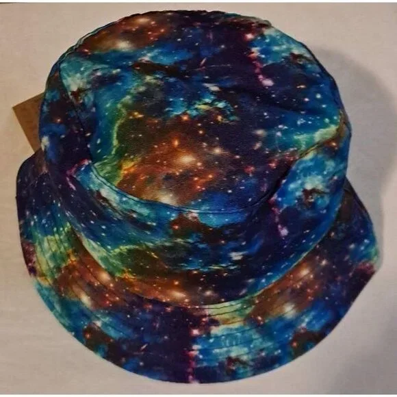 New Space Galaxy Bucket Hat Adult One Size Summer Reversible Cosmos Star Planet - Picture 2 of 3